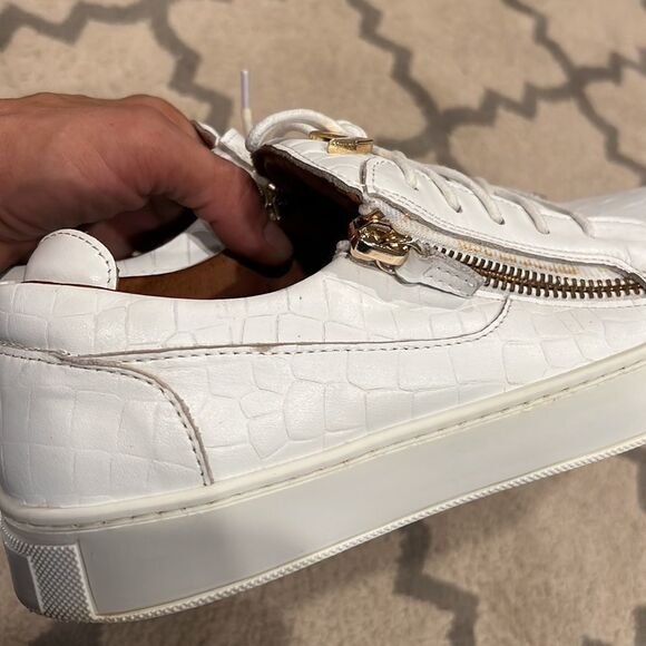 designer silvio massimo white leather sneakers size 42 9 US size all leather - Picture 7 of 11